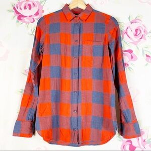 J. Crew Checkered Plaid Red Blue Button Down Long Sleeve Shirt 0